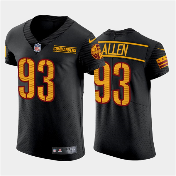 Men's Washington Commanders #93 Jonathan Allen Black Elite Stitched Jersey - Click Image to Close